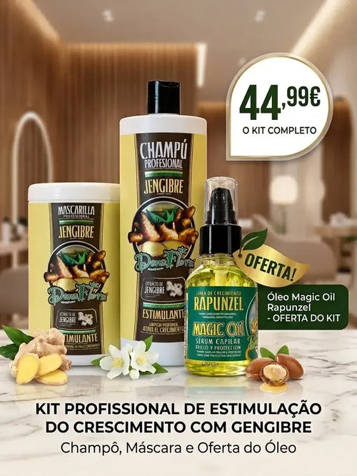 Kit Profissional Capilar de Gengibre – Crescimento Fortalecido & Limpeza Profunda
